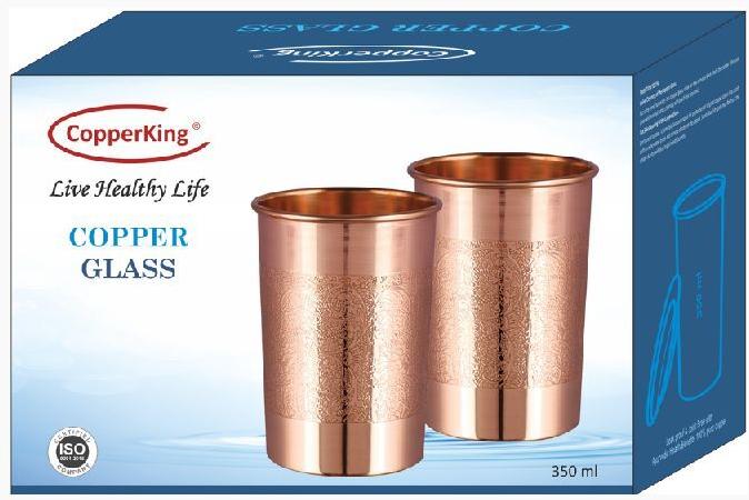 CopperKing Embossed Design Copper Glass Tumbler Set  350ml