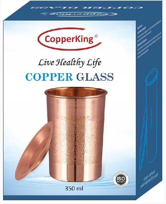 CopperKing Embossed Design Copper Glass Tumbler with Coster 350ml