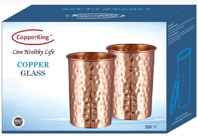 CopperKing Hammered Design Copper Glass Tumblers Set of 2 - 350ml