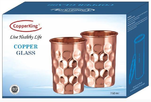 CopperKing Diamond Design Copper Glass Tumbler Set Of Two 350ml