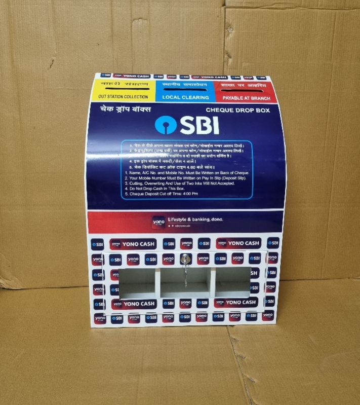 Sbi metal cheque drop box, for Bank Use, Pattern : Printed