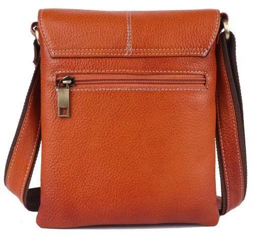 Tan Leather Sling Bag, for Corporate Gifts, Promotional Gifts, Technics : Machine Made