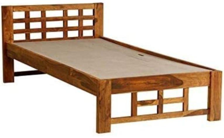 Polished Wooden Single Bed, for Home, Pattern : Plain