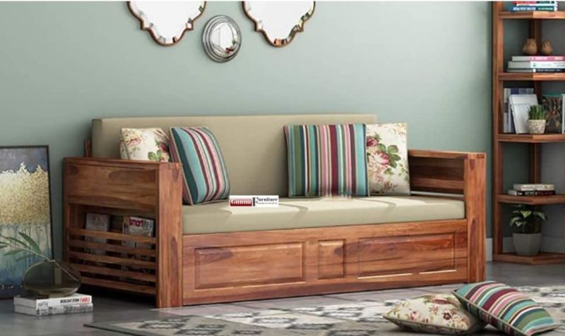 Fabric Polish Sheesham Wood Sofa Cum Bed, for Seating Sleeping, Size : 6x6 6x5