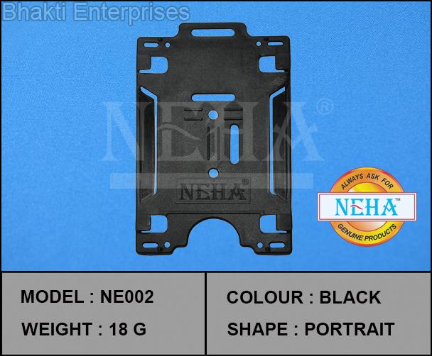 NEHA Rectengular Plastic ID Card Holder Black, Design : Plain