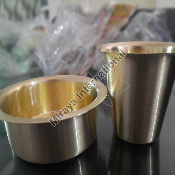 Polished Plain Brass Coffee Dabara Set, Size : Standard