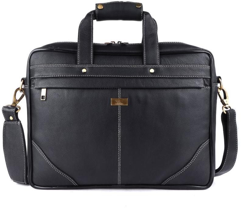 Fashion villa Plain BLACK leather laptop bags, Gender : MALE/ UNISEX