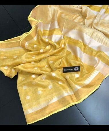 HALIM Dobby Butta Tissue linen saree, Occasion : Party Wear