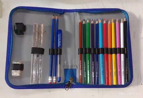 Rectangle Polyester Pencil Case, Color : Blue ( Base )