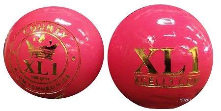 Round XL 1 County Pink Leather Ball, for Playing Cricket, Size : Standard