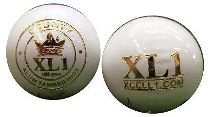 Round XL 1 County White Leather Ball, for Playing Cricket, Size : Standard