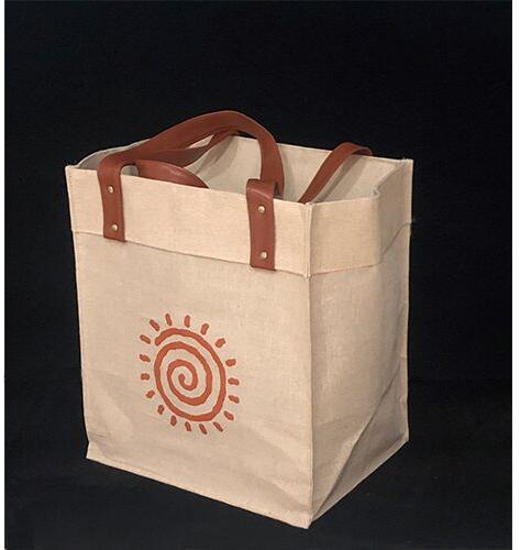 Printed Jute Laminated Shopping Bag, Style : Handle