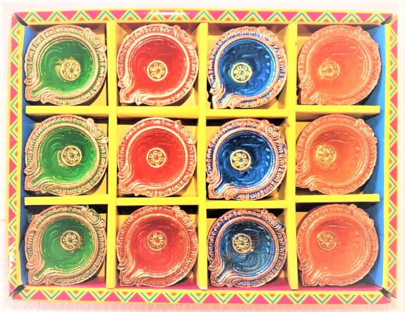 Multicolour Clay Ecd-17a 12 Pcs Diya Box, For Diwali, Festival