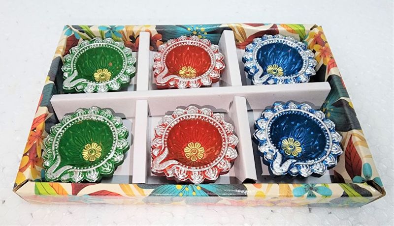 Multicolour Clay Ecd-19c 6 Pcs Diya Box, For Diwali, Festival, Packaging Type : Carton
