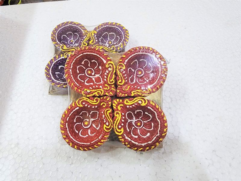 Multicolour Ecd-31 4 Pcs Small Diya Shrink, For Diwali, Festival, Feature : Effective