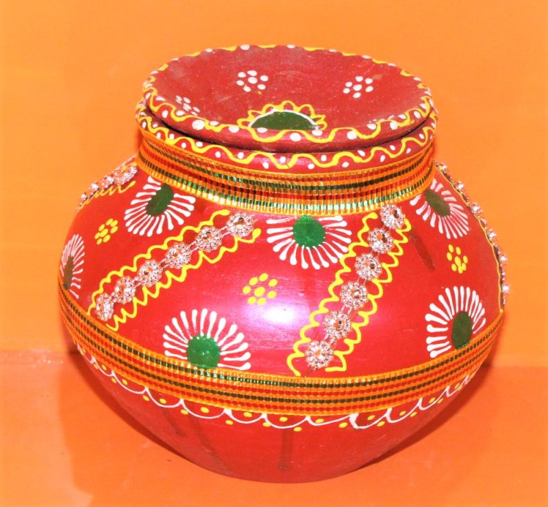 Red Polished Clay Eci-38 Kalesh ( Kamooi), For Diwali, Festival, Size : 7