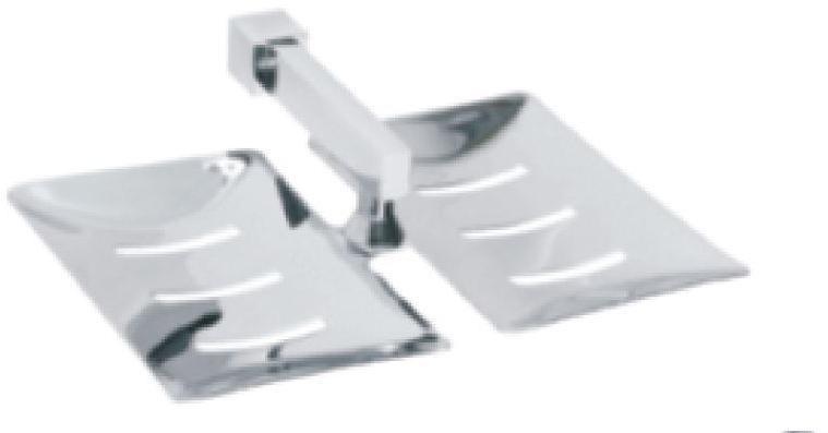 Rectangular Polished Stainless Steel Double Soap Dish, Color : Silver