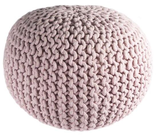 Round Knitted Pouf, Color : Blush Gold (Light Pink)