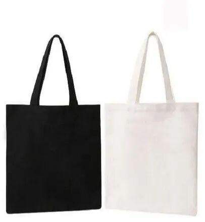Plain Canvas Tote Bag, Color : White, Black