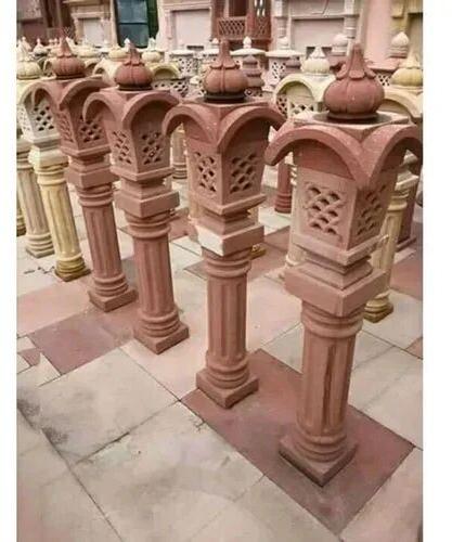 Sandstone Pillar Lamp, for Decorative, Style : Handmade