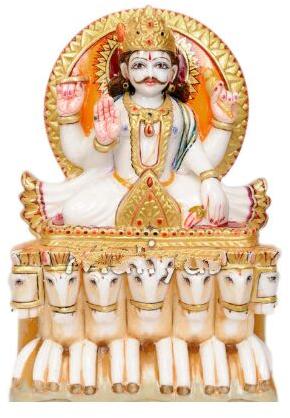 Polished Marble Surya Dev Statue