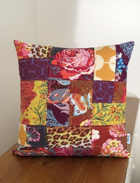 Printed Cotton Patchwork Pillow Cover, Size : Multisize