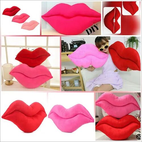 Cotton Lip Shaped Cushion, for Home, Hotel, Style : Common