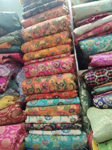 Multicolour Silk Banarasi Brocade Fabrics, For Ethnic Wear/dresses, Packaging Type : Than