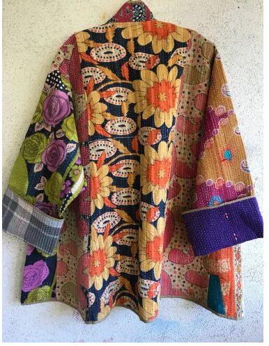 Collar Neck Cotton Kantha Quilt jacket, Gender : Unisex