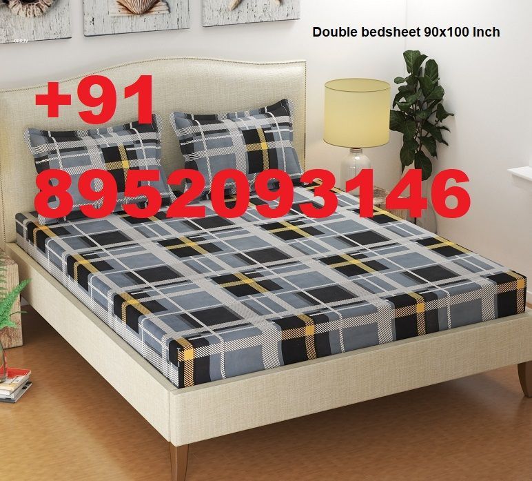 Double Bed Printed Glace Cotton Bedsheet