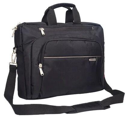 Black Nylon Office Bag, Pattern : Plain