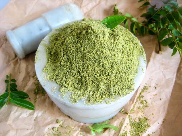 Green Organic curry leaves powder, for Medicines, Packaging Type : Plastic Packet
