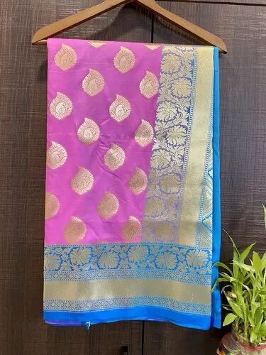 Pure Banarasi Silk Handloom Saree, Color : Pink
