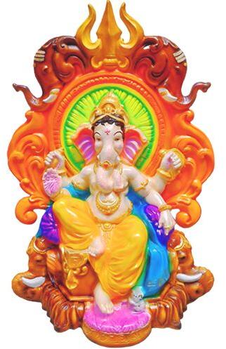 Polished Printed Fiberglass Lord Ganesha Statue, For Home, Office, Shop