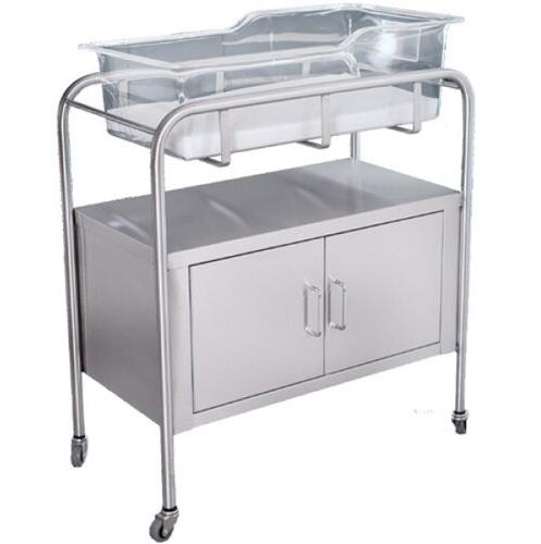 Stainless Steel Baby Bassinet Trolley, Size : 800L x 410W x 910H mm