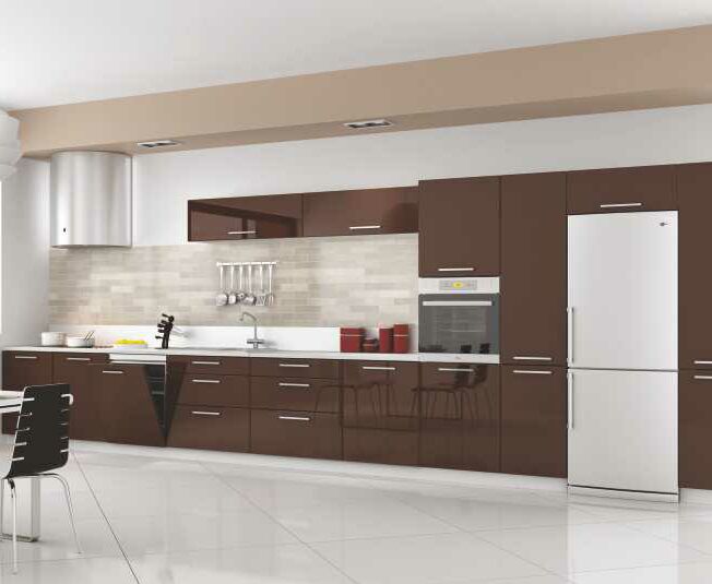 Polished Acrylic Modular Kitchen, for Home, Hotel, Pattern : Stylish