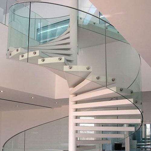 Bend Glass Staircase Railing, Color : Trasparent