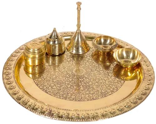 Brass pooja thali, for Worships, Color : Golden