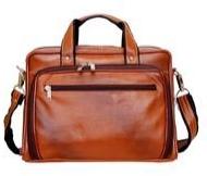 Plain Tan Leather Portfolio Bag, Technics : Attractive Pattern