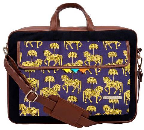 Printed Cotton Canvas Laptop Bags, Style : Handled, Zipper