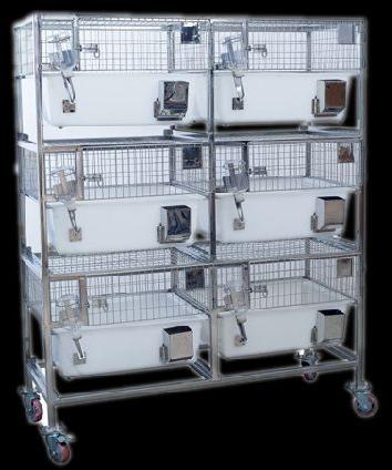 Trolley with Inbuilt Polypropylene Rabbit Cage, for Laboratory Use