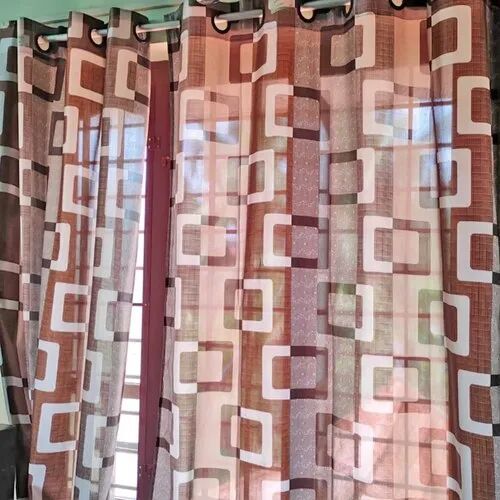 Printed Polyester Modern Window Curtain, Color : Brown White