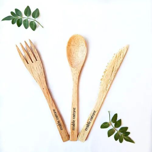 Banboo Bamboo Cutlery Set, for Travel, Color : Natural