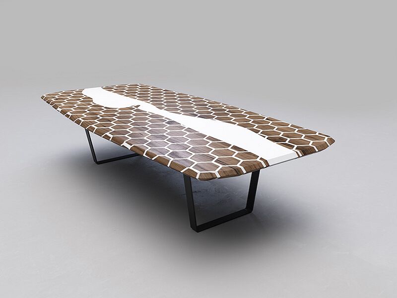 Rectangle Hard Hex White Dining Table, For Home, Feature : Stocked, Stylish Look, Waterproof