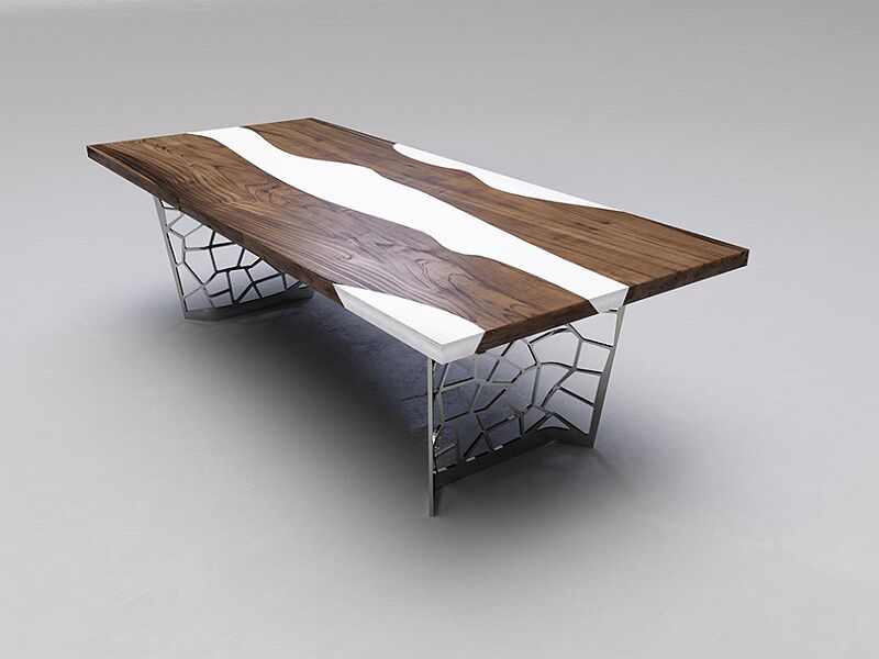 Rectangle Wood Hard White Dining Table, For Garden, Home, Restaurant, Size : Multisizes