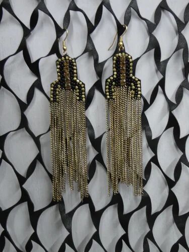 leather beaded earring