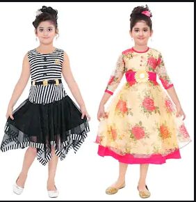 Printed Polyester girls frock, Size : M