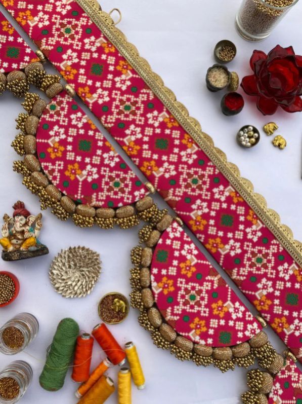 6 Inflorescence Divine Pichwai Pink Navratna Patola ARC Toran