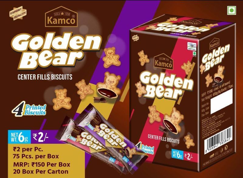 Kamco Golden Bear Center Filled Biscuits, Taste : Chocolatey, Sweet