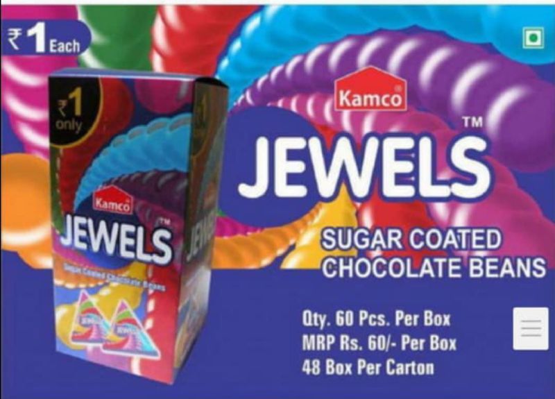 Kamco Jewels Sugar Coated Chocolate Beans, Packaging Type : Paper Box